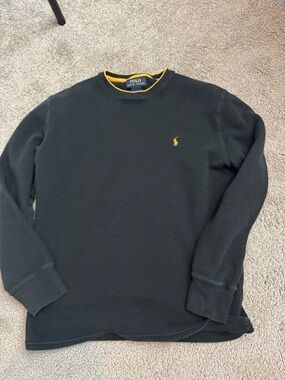 Polo by Ralph Lauren Fitted black Top with Yellow Trim and Label